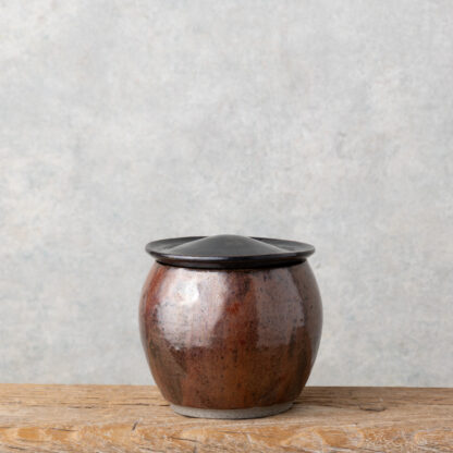 Pot avec couvercle Terre grise chamottée émaillée 11,5 x 12 cm 2023